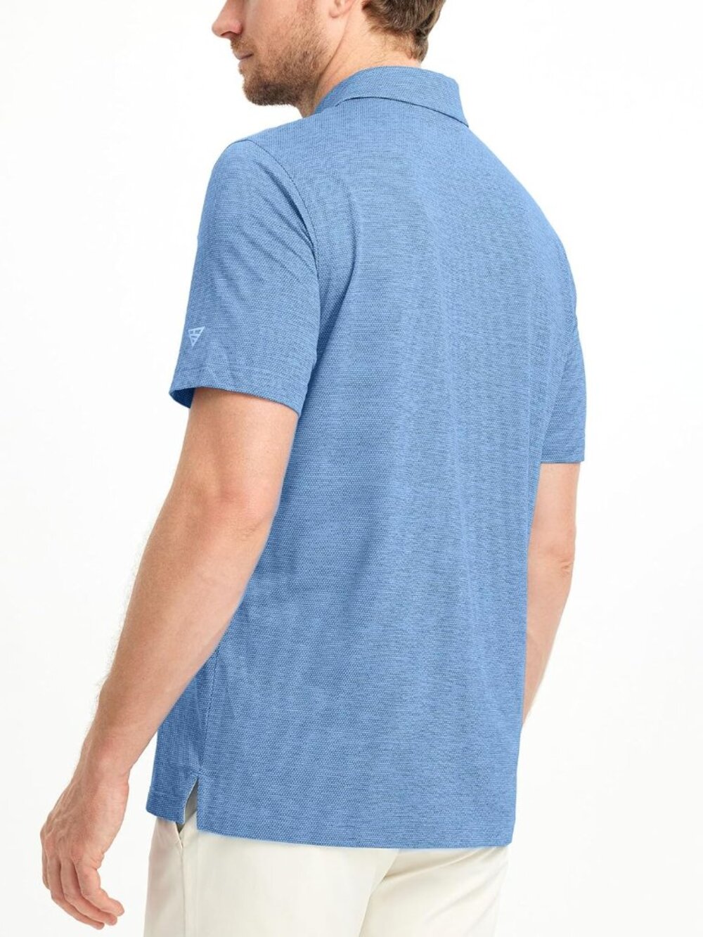 Mens Classic Blue Heather Short Sleeve Performance Moisture Wicking Active Tee - Picture 4 of 6